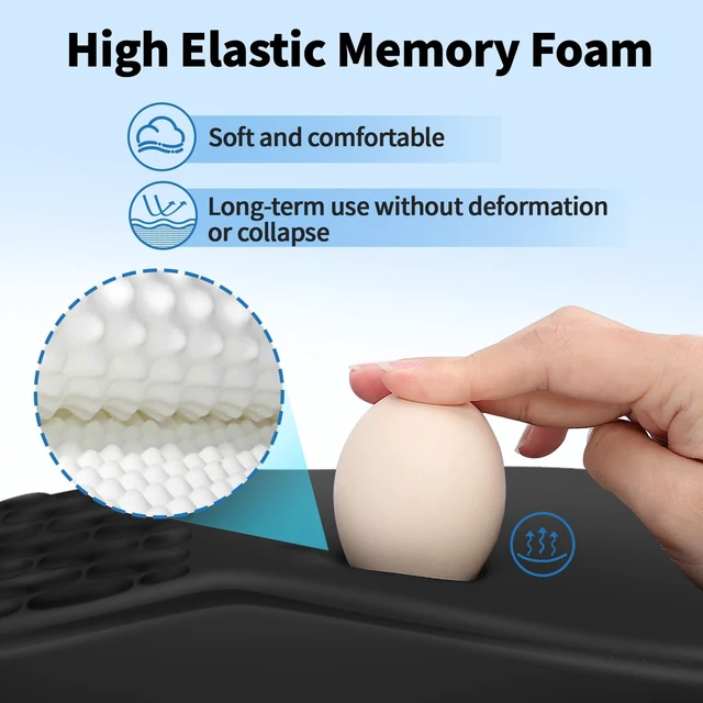 Alt view image 10 of 14 - Ergonomic Mouse Pad with Wrist Support - Gel Memory Foam Mouse Mat for Computer Keyboard & Laptop - Non-Slip Base, Pain Relief for Home Office & Gaming - Black