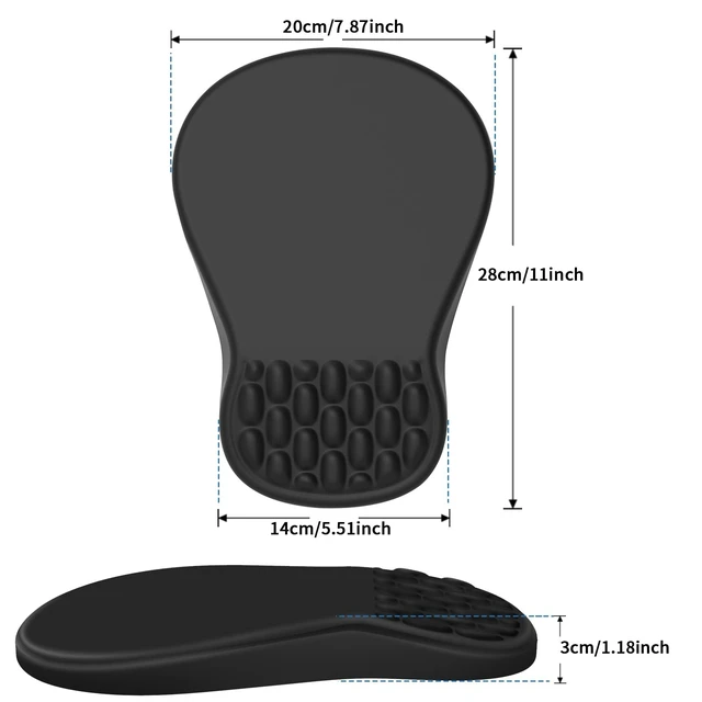 Alt view image 13 of 14 - Ergonomic Mouse Pad with Wrist Support - Gel Memory Foam Mouse Mat for Computer Keyboard & Laptop - Non-Slip Base, Pain Relief for Home Office & Gaming - Black