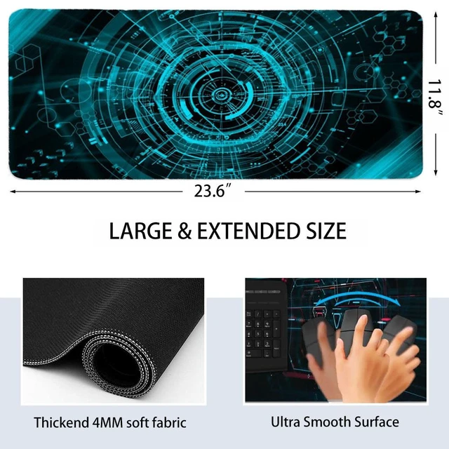 Alt view image 6 of 6 - RAMAHP Gaming Mouse Pad Large Keyboard Pad 23.6 x 11.8in Cyberpunk Geared Machinery Mouse Pad for Keyboard with Anti-Slip Rubber Base, Extended Desk Pad Keyboard Pad Mouse Mat Green