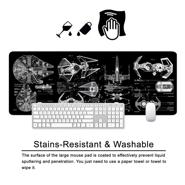 Alt view image 3 of 6 - Black Gaming Mouse Pad Large Mouse Pad XL Desk Mat 31.5x11.8x0.12 inch Large Desk Pad Design Keyboard Pad (Design -6)