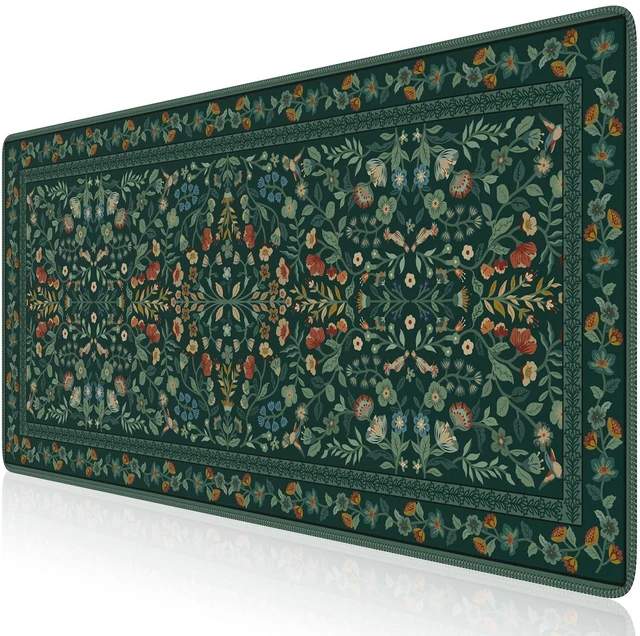 Main image of Desk Mat for Keyboard and Mouse, Large Mouse Pad, Desk Pad Mat, Anti-Slip Big Mousepad with Stitched Edges for Computer Desktop(Deep Green)