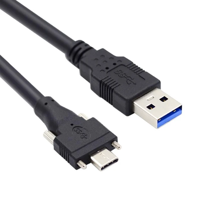 Alt view image 2 of 7 - HKCY 5 Meters USB 3.1 Type-C Dual Locking Connector to Standard USB3.0 Data Cable for Camera With Panel Mount Screw