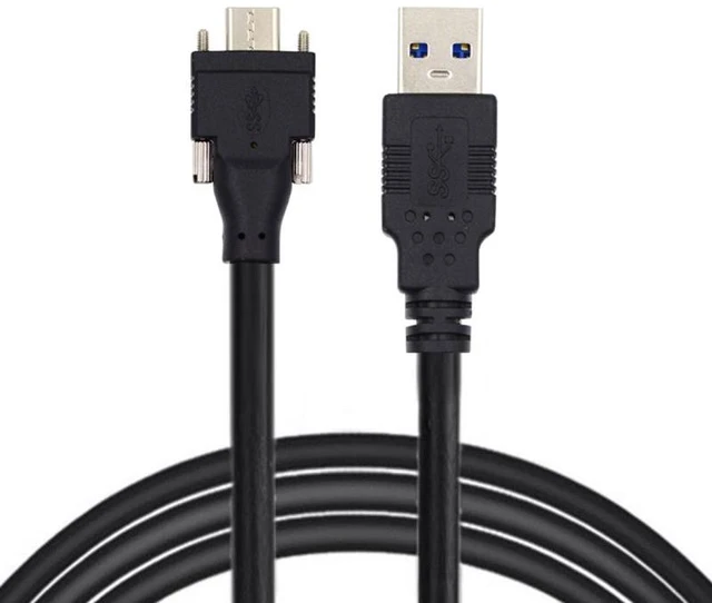 Main image of HKCY 5 Meters USB 3.1 Type-C Dual Locking Connector to Standard USB3.0 Data Cable for Camera With Panel Mount Screw