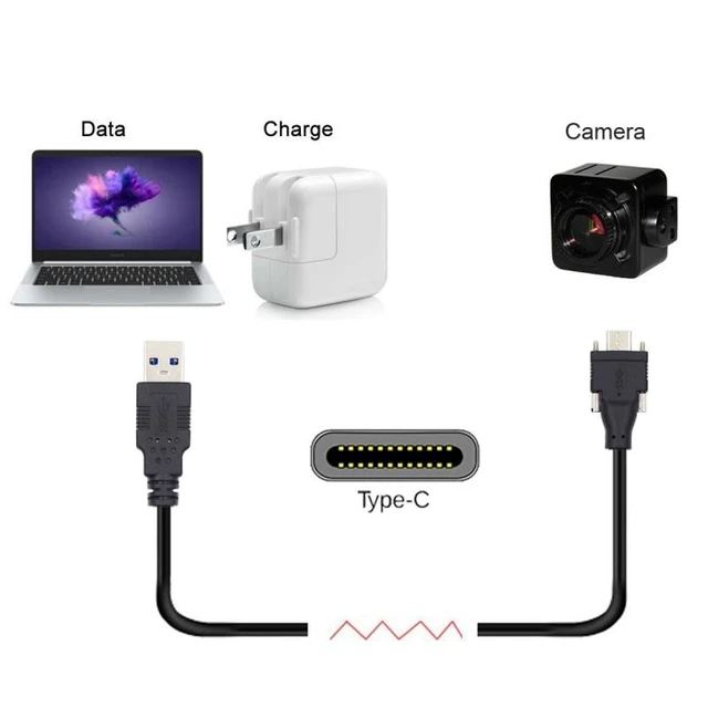 Alt view image 7 of 7 - HKCY 5 Meters USB 3.1 Type-C Dual Locking Connector to Standard USB3.0 Data Cable for Camera With Panel Mount Screw