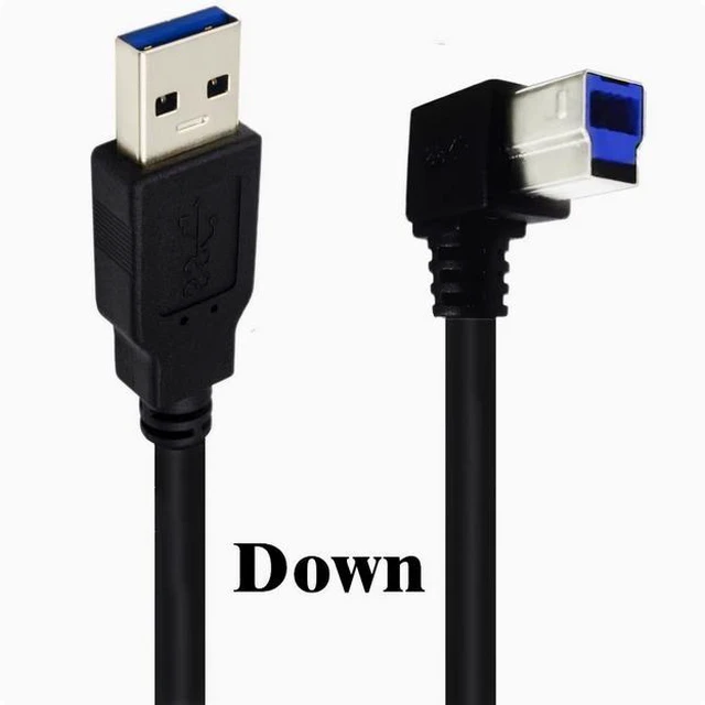 Main image of USB3.0 square port data cable A Revolution B male 90 degrees up and down left and right elbow hard disk box printer cable 1.5m Down Angle