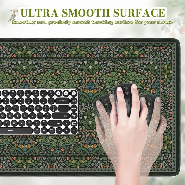 Alt view image 3 of 7 - Big Mouse Pad, Desk Pad Mat, Full Desk Large Mousepad, Anti-Slip Smooth Surface XXL Computer Pad with Stitched Edges for Home Office Organizer (Green)