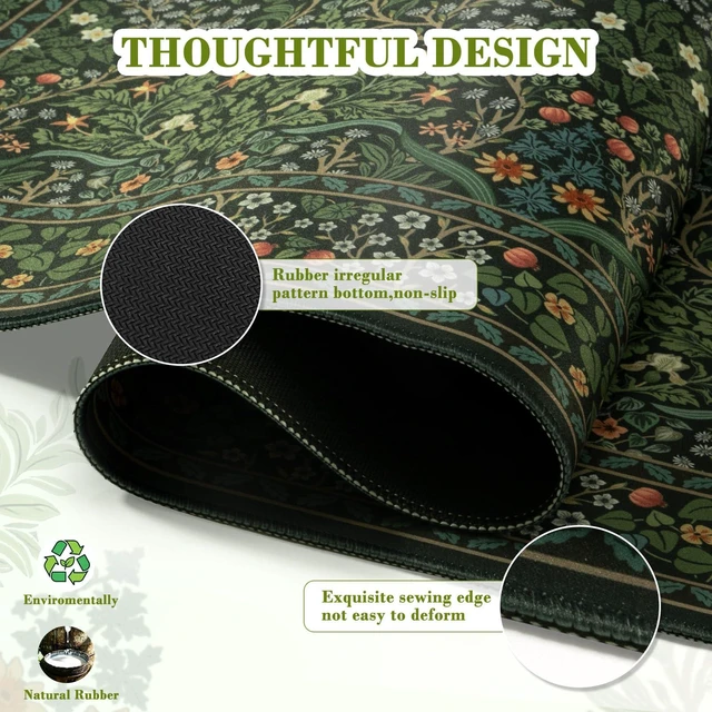 Alt view image 4 of 7 - Big Mouse Pad, Desk Pad Mat, Full Desk Large Mousepad, Anti-Slip Smooth Surface XXL Computer Pad with Stitched Edges for Home Office Organizer (Green)
