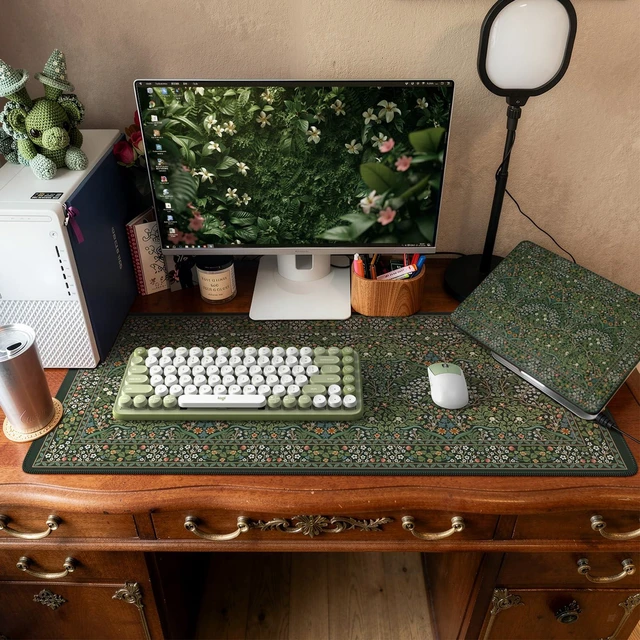 Alt view image 7 of 7 - Big Mouse Pad, Desk Pad Mat, Full Desk Large Mousepad, Anti-Slip Smooth Surface XXL Computer Pad with Stitched Edges for Home Office Organizer (Green)