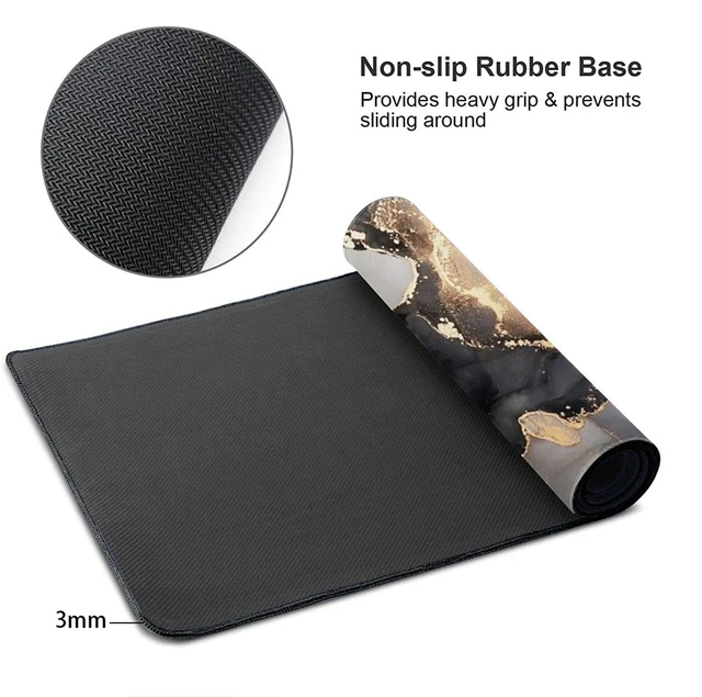 Alt view image 3 of 5 - Black White Ink Marble Art Painting Gaming Mouse Pad, Long Extended XL Mousepad Desk Pad, Large Rubber Mice Pads Stitched Edges, 31.5'' X 11.8''