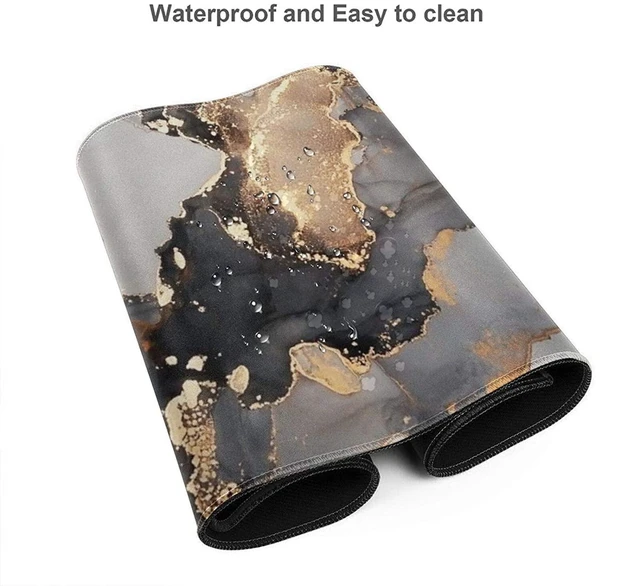 Alt view image 4 of 5 - Black White Ink Marble Art Painting Gaming Mouse Pad, Long Extended XL Mousepad Desk Pad, Large Rubber Mice Pads Stitched Edges, 31.5'' X 11.8''