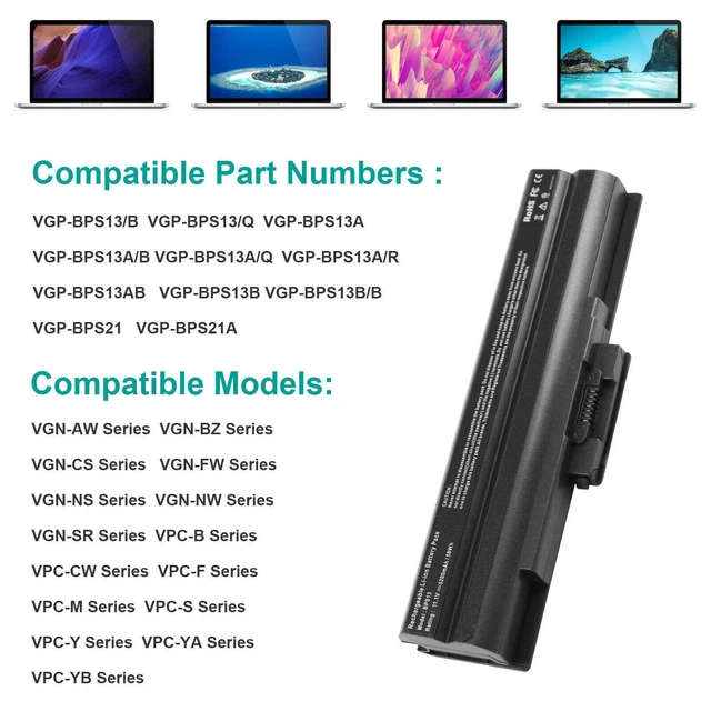 Alt view image 5 of 5 - 11.1V Battery for Sony VAIO VGN-NS230E VGN-AW420F VGN-NW270F/S VGN-SR490