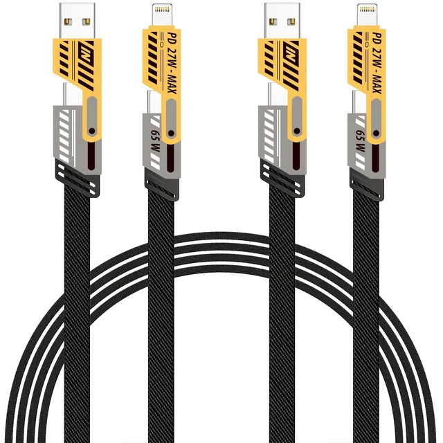 Main image of Multi Charging Cable (3ft 2Pack), 4 in 1 Charging Cable Travel Essentials Nylon Braided Cord USB A/C Port iPhone Charger Cord with Type C Lightning USB for Apple iPhone Android Phone