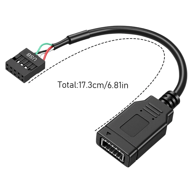 Alt view image 2 of 7 - Motherboard USB 2.0 to Type C Front Panel Cable for New PC Case, Front Panel Connector Motherboard 9Pin to USB C