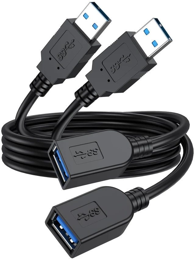 Main image of USB Extension Cable 3ft 2 Pack, USB 3.0 Extender Cord 5Gbps Data Transfer & 18W Fast Charging, Type A Male to Female Cables Compatible with Mouse, Keyboard, Hard Drives, Laptop, Monitor, Hub, Camera