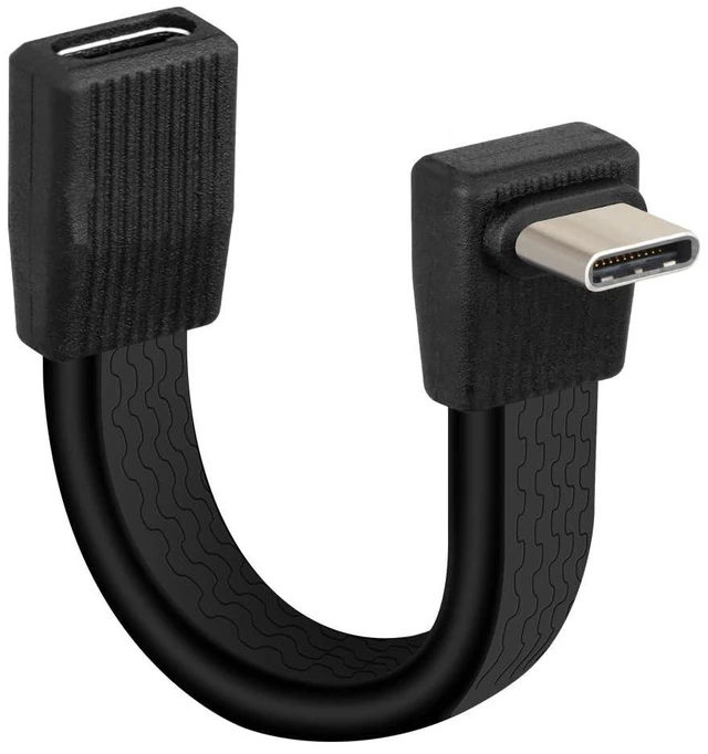 Main image of 80Gbps Short USB 4 Flat Extension Cable,3.1 USB C Fast Charging Cable,PD 240W 90 Degree USB Type C Male to USB C Type Female Extender Cable,8K@60Hz Video Display for Phone(0.16FT/51MM)