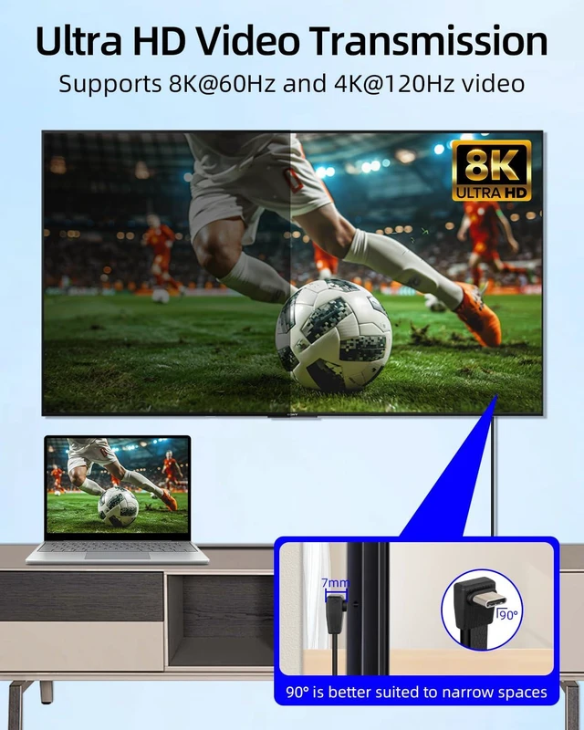 Alt view image 2 of 7 - 80Gbps Short USB 4 Flat Extension Cable,3.1 USB C Fast Charging Cable,PD 240W 90 Degree USB Type C Male to USB C Type Female Extender Cable,8K@60Hz Video Display for Phone(0.16FT/51MM)