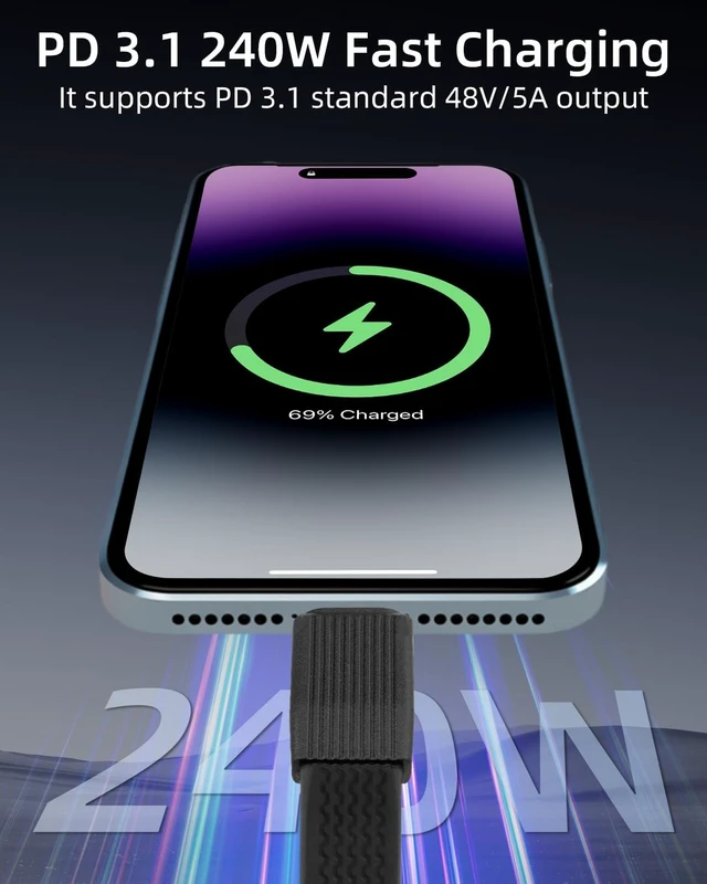 Alt view image 5 of 7 - 80Gbps Short USB 4 Flat Extension Cable,3.1 USB C Fast Charging Cable,PD 240W 90 Degree USB Type C Male to USB C Type Female Extender Cable,8K@60Hz Video Display for Phone(0.16FT/51MM)