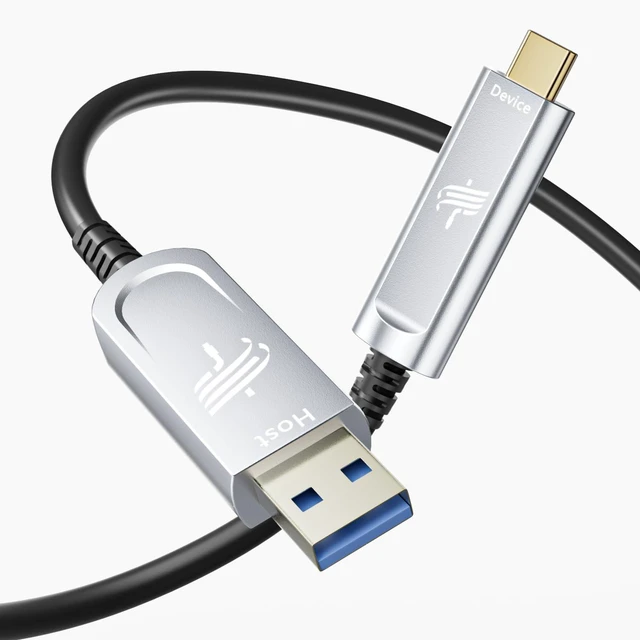 Main image of Fiber Optic USB A to USB C Cable 50ft,10Gbps Active Optical Long-Distance USB-C Extension Cord with SiliconLine Chip, EMI-Free for 4K Video Conferencing Rooms, Industrial Equipment,Data Center