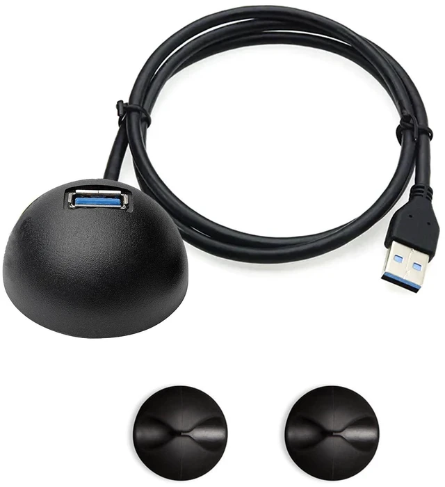 Main image of 5ft Ultra High Speed USB 3.0 Extension Cable for Desktop - STP - USB-A Male to USB-A Female SuperSpeed Cable for Computer, Laptop, Tablet, and TV + 2 Adhesive Cable Organizer Clips