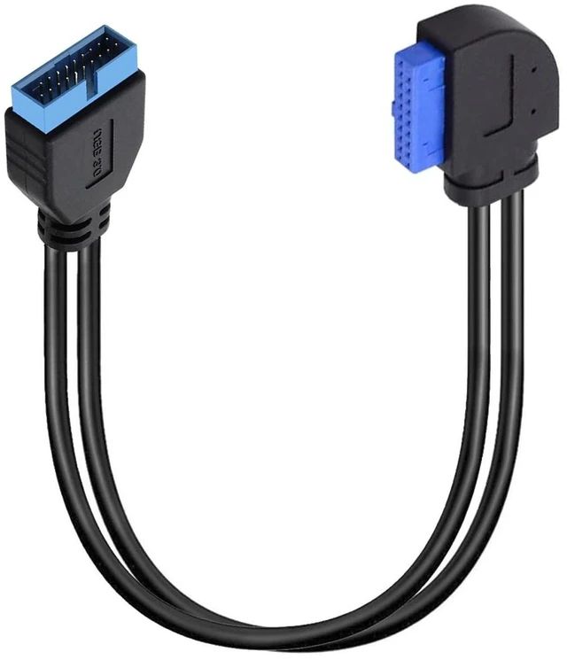Alt view image 4 of 4 - USB Extension Cable, USB 3.0 Motherboard Front 19 Pin Male to Female Extension Data Cable, USB 3.2 Gen 2 (USB 3.1) Internal Adapter 20 Pin Motherboard Header Panel Cord 10Gbps (Left)