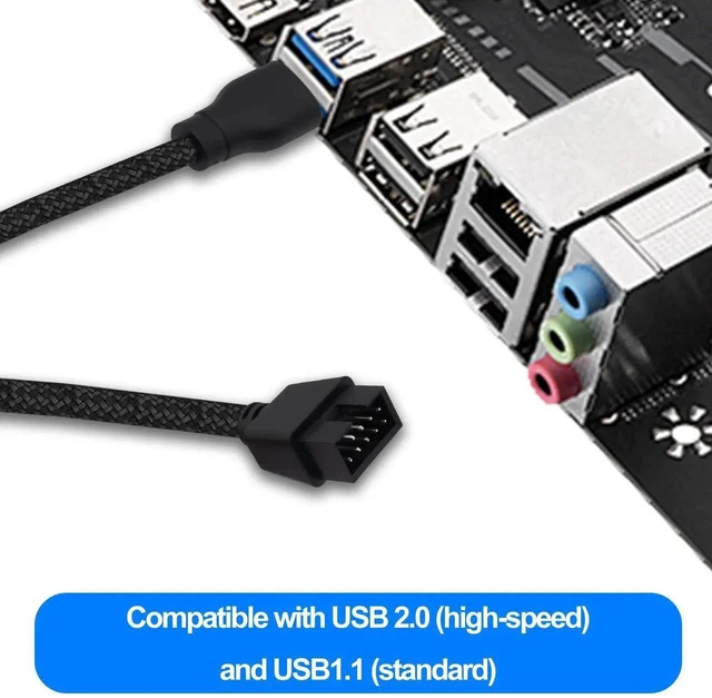 Alt view image 7 of 7 - USB 2.0 to 9Pin Motherboard Header Adapter Cable USB Type A Male to 9 Pin Male Motherboard Data Cable Converter Extension Cord -20cm-2pcs