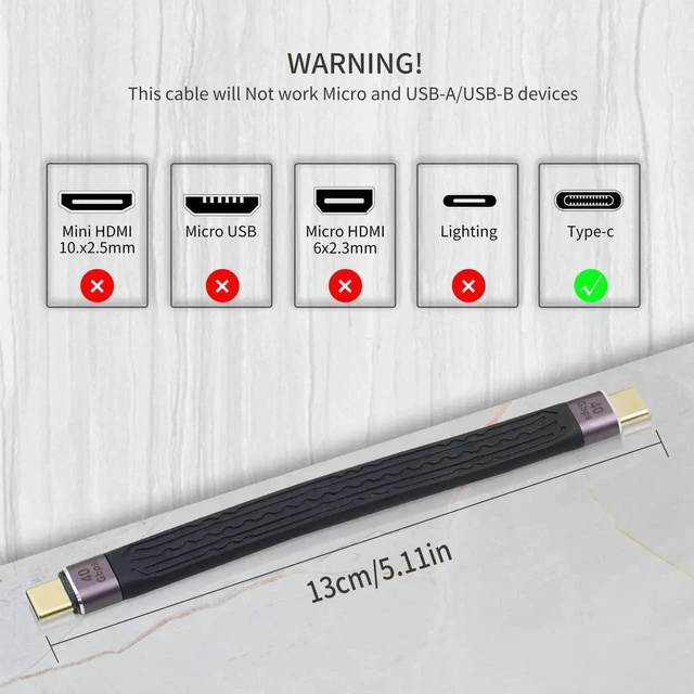 Alt view image 7 of 7 - Short USB C 4.0 Cable 100W, 40Gbps USB Type C Male to Male Data Transfer PD Short Cable for Type C Device, 5.11 inch (Type C Male)
Limited time of