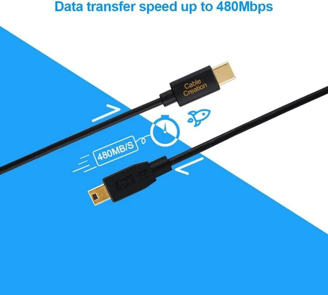 Alt view image 4 of 7 - CableCreation Mini USB to USB C Cable 6.6FT USB Type C to Mini USB Cable USB Mini B Charging Cable for GoPro Hero 3+ PS3 Controller MP3 Player, Digital Camera Other USB Mini B Devices 2M Black