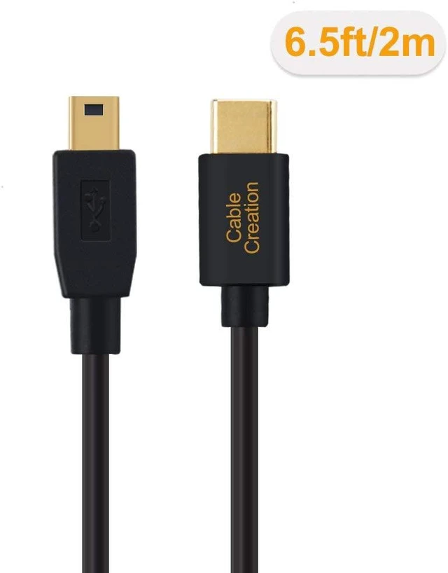 Alt view image 6 of 7 - CableCreation Mini USB to USB C Cable 6.6FT USB Type C to Mini USB Cable USB Mini B Charging Cable for GoPro Hero 3+ PS3 Controller MP3 Player, Digital Camera Other USB Mini B Devices 2M Black