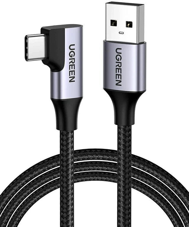 Main image of UGREEN USB C Cable 90 Degree USB 3.0 to USB C Fast Charging Cable Right Angle USB Type C Cable Nylon Braided 5Gbps Data Cord for Samsung Galaxy S21 S20 S10 S9 A51 A71, PS5 Controller, LG Velvet, 1.5ft