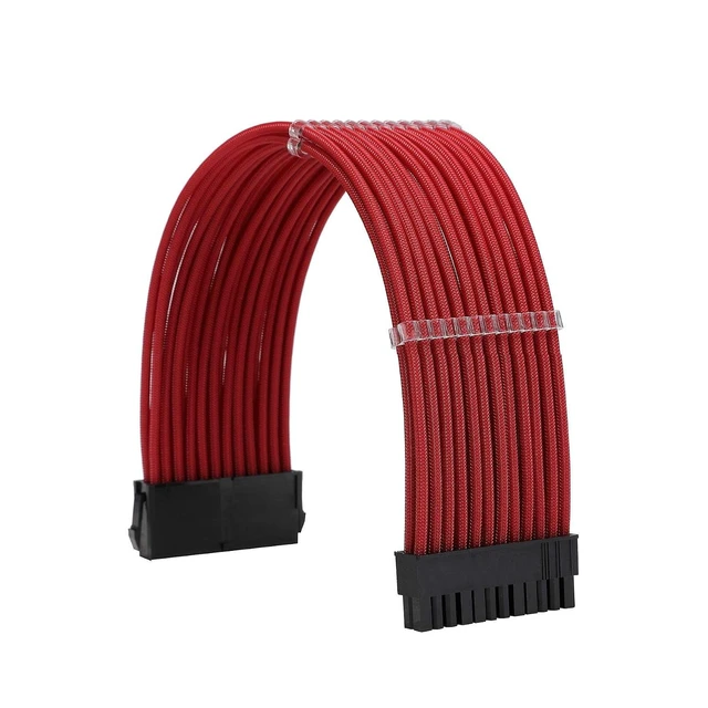 Alt view image 8 of 12 - Sleeve Extension Power Supply Cable Kit 18AWG ATX 24P+ EPS 8-P+PCI-E8-P with Combs for PSU to Motherboard/GPU (red)