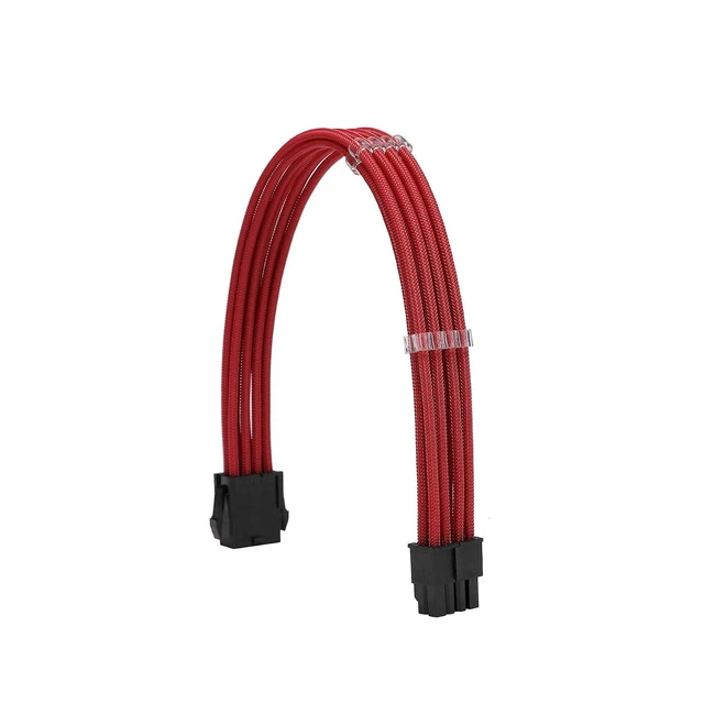 Alt view image 10 of 12 - Sleeve Extension Power Supply Cable Kit 18AWG ATX 24P+ EPS 8-P+PCI-E8-P with Combs for PSU to Motherboard/GPU (red)