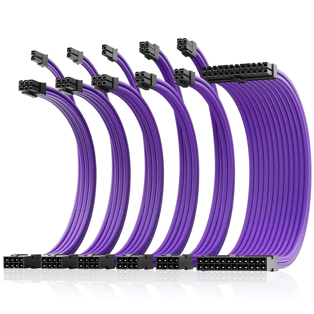 Alt view image 7 of 12 - AsiaHorse Power Supply Sleeved Cable, 16AWG PSU Cables Internal Power Supplies Extension Cables 1x24Pin/2x4+4 EPS/3x6+2 PCI-E, 30cm Length with Comb (PUEPLE-6KIT)