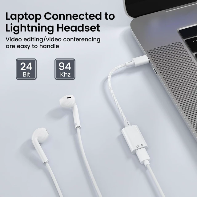 Alt view image 2 of 7 - USB C to Lightning Audio Adapter, USB Type C Male to Female Lightning Headphone Audio Adapter Compatible with iPhone 17/17 Pro/16/16 Pro Max, iPad Pro, iPad Air 6/5, Galaxy S25/S24 (No Charge)