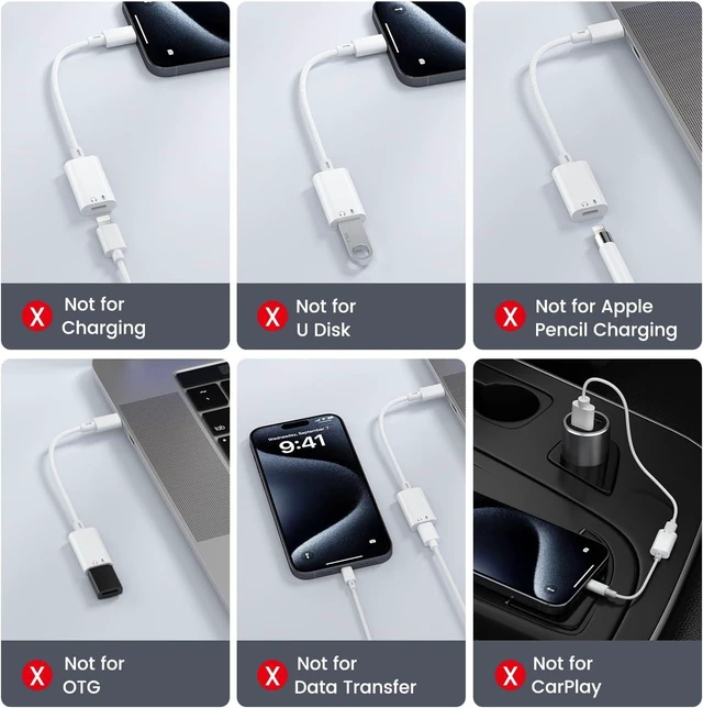 Alt view image 7 of 7 - USB C to Lightning Audio Adapter, USB Type C Male to Female Lightning Headphone Audio Adapter Compatible with iPhone 17/17 Pro/16/16 Pro Max, iPad Pro, iPad Air 6/5, Galaxy S25/S24 (No Charge)