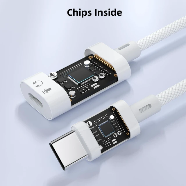 Alt view image 6 of 7 - USB C to Lightning Audio Adapter, USB Type C Male to Female Lightning Headphone Audio Adapter Compatible with iPhone 17/17 Pro/16/16 Pro Max, iPad Pro, iPad Air 6/5, Galaxy S25/S24 (No Charge)