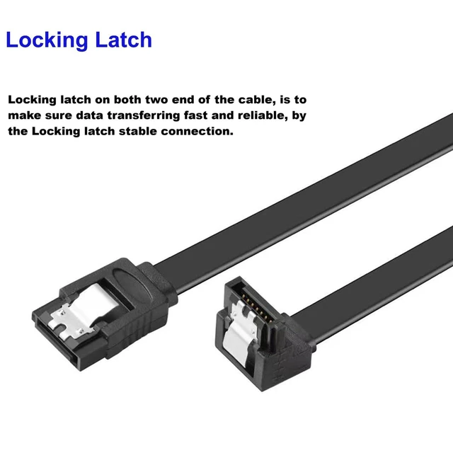 Alt view image 3 of 7 - SATA Cable V3.0 11.8 inches, 3 Pack, Black, Sata III 6Gbps 90 Degree Right Angle HDD SSD Data Cable, 7 Pins Locking Latch, Compatible for SATA HDD, SSD, CD Driver