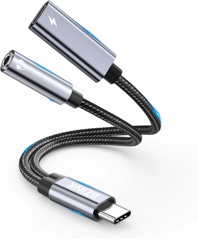 Main image of USB C to 3.5mm Female Headphone and Charger Adapter 2-in-1 Type USBC to Aux Audio Jack Hi-Res DAC Adapter and Fast Charging Dongle Cable Compatible with iPhone 16/15 Pro Max Galaxy S22 S21 S20 Pixel