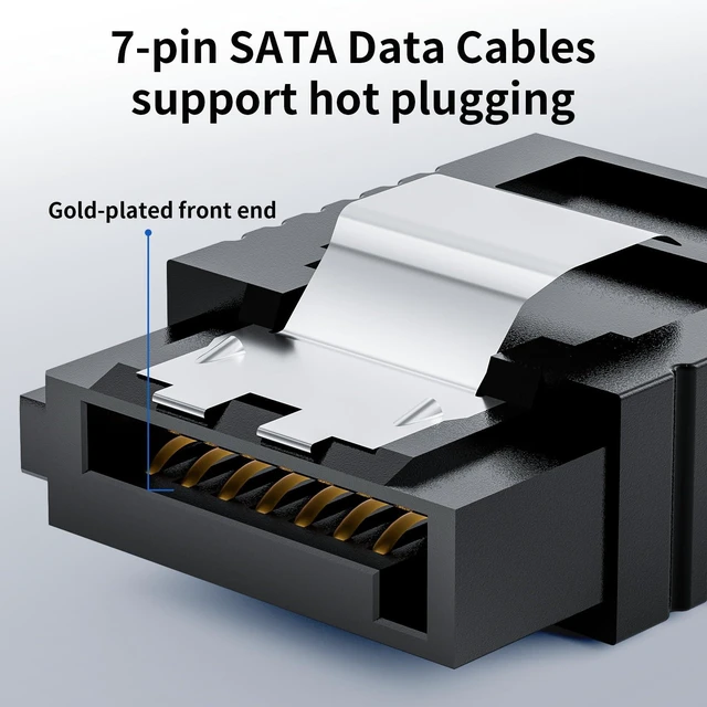 Alt view image 7 of 7 - SATA Cable III Right Angle to Straight 2-Pack, Short Red SATA Data Cables 90 Degree 6Gbps Tangle-Free 1.3ft SATA Cable 7pin with Locking Latch for Hard Drive SSD HDD CD Driver CD Writer