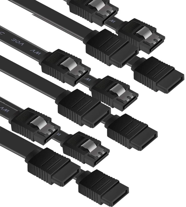 Main image of SATA Cable III, 6 Pack SATA Cable III 6Gbps Straight HDD SDD Data Cable with Locking Latch 18 Inch Compatible for SATA HDD, SSD, CD Driver, CD Writer - Black