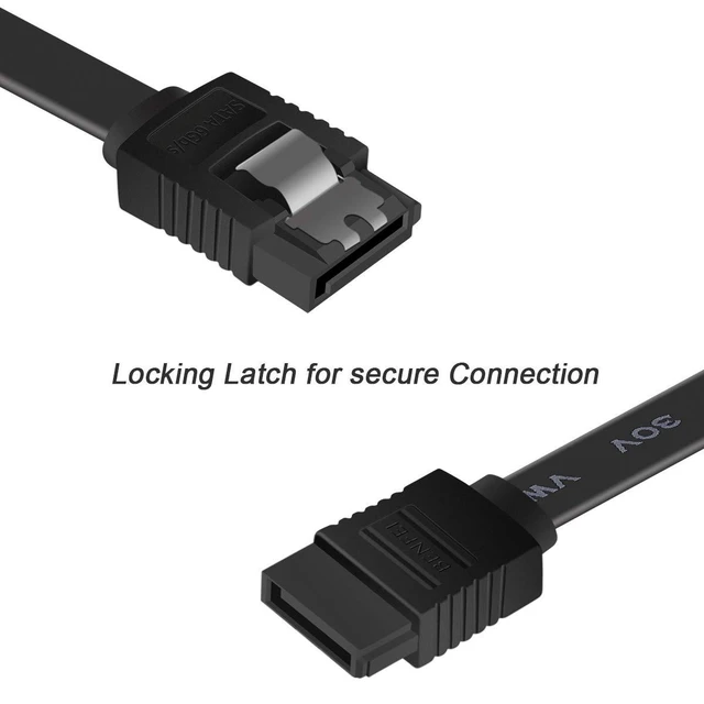 Alt view image 3 of 6 - SATA Cable III, 6 Pack SATA Cable III 6Gbps Straight HDD SDD Data Cable with Locking Latch 18 Inch Compatible for SATA HDD, SSD, CD Driver, CD Writer - Black