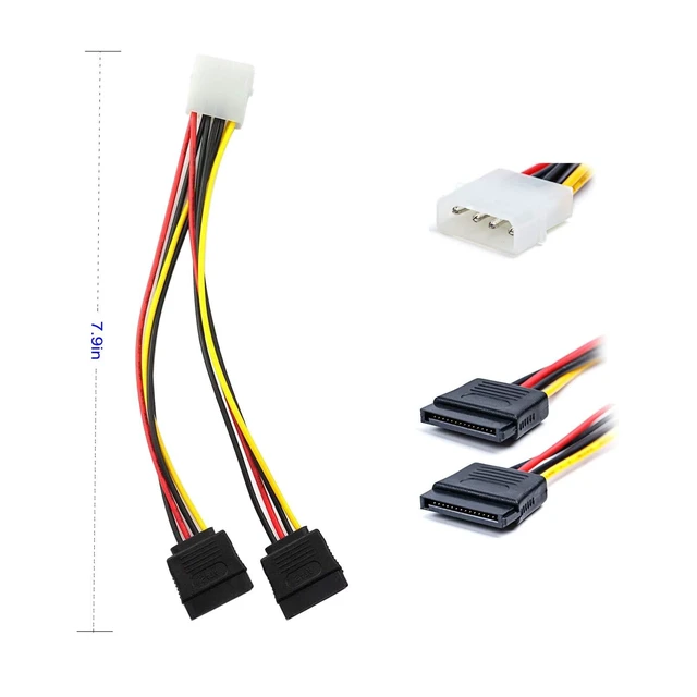 Alt view image 5 of 7 - SATA Data Cable & 15 Pin Power Splitter Cable (4 Pack) - 6.0 Gbps High-Speed Data Transfer, Compatible with SATA Hard Drives, SSDs, Optical Drives - All-in-One Storage Expansion Cable Kit