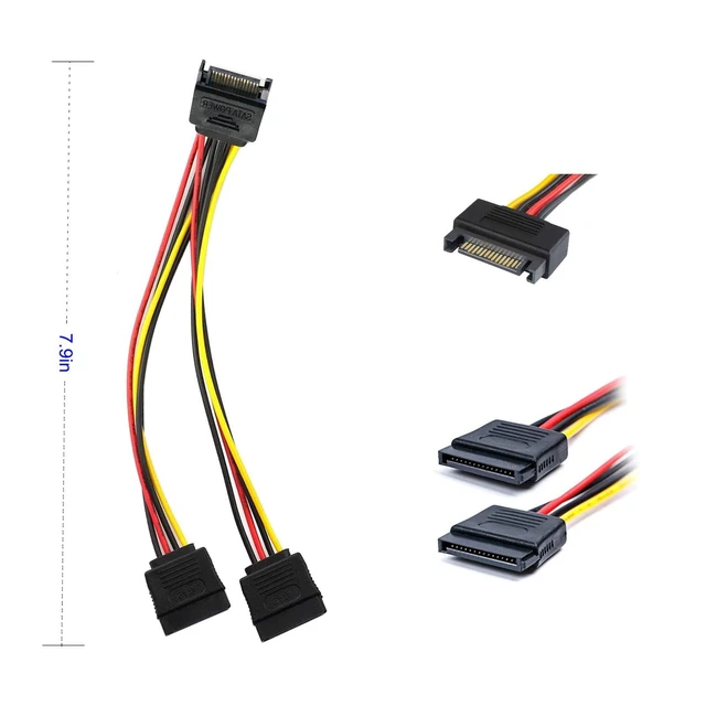 Alt view image 6 of 7 - SATA Data Cable & 15 Pin Power Splitter Cable (4 Pack) - 6.0 Gbps High-Speed Data Transfer, Compatible with SATA Hard Drives, SSDs, Optical Drives - All-in-One Storage Expansion Cable Kit