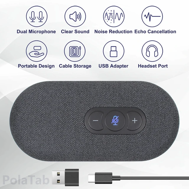 Alt view image 2 of 5 - USB Speakerphone, Conference Computer Speaker with Microphone for Virtual Meetings, 360° Voice Pickup, Echo CancellationNoise Reduction, Plug and Play, Compatible with Zoom, Teams, Skype and More