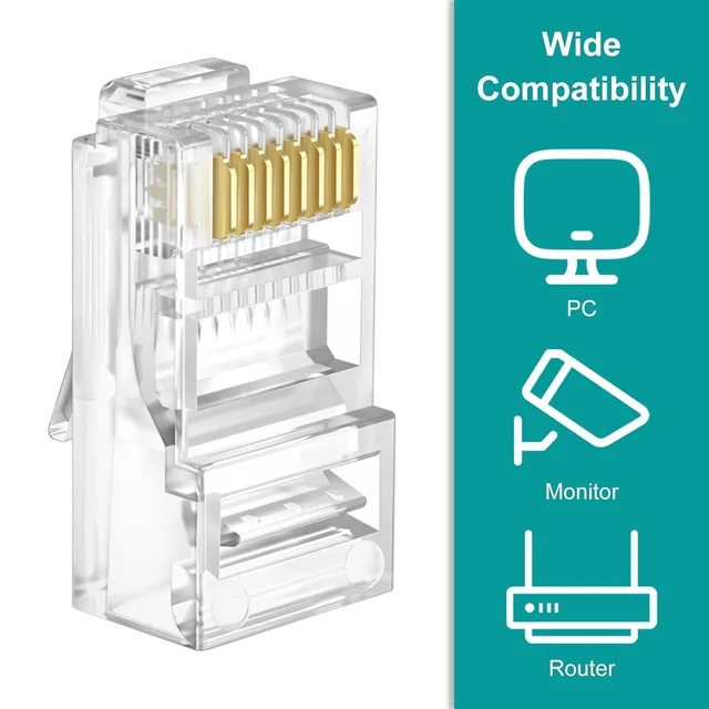 Alt view image 11 of 14 - UTP RJ45 Connectors, Cat6 RJ45 Pass Through Plugs 50-Pack, Cat6 RJ45 Plugs with 50-Pack Strain Relief Boots for Solid or Standard Ethernet Cables, Transparent