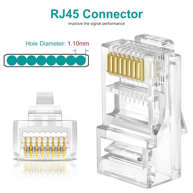 Alt view image 10 of 14 - UTP RJ45 Connectors, Cat6 RJ45 Pass Through Plugs 50-Pack, Cat6 RJ45 Plugs with 50-Pack Strain Relief Boots for Solid or Standard Ethernet Cables, Transparent