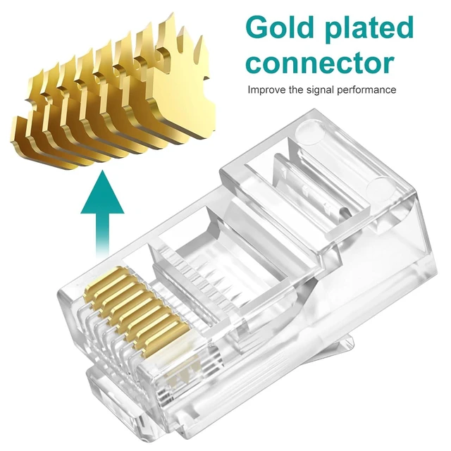 Alt view image 12 of 14 - UTP RJ45 Connectors, Cat6 RJ45 Pass Through Plugs 50-Pack, Cat6 RJ45 Plugs with 50-Pack Strain Relief Boots for Solid or Standard Ethernet Cables, Transparent