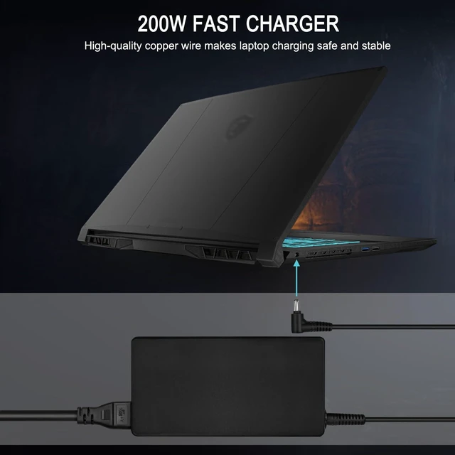 Alt view image 4 of 5 - FLGAN OEM 200W 20V 10A Charger for MSI MS-17L5 ms-1584 MSI Creator M16 B13 B13VF CreatorPro M16 B13VI MSI Katana 15 B12VGK B12VFK B12VEK B13VEK B13VFK B13VGK Laptop a21-200p2b adp-200jb f power supply