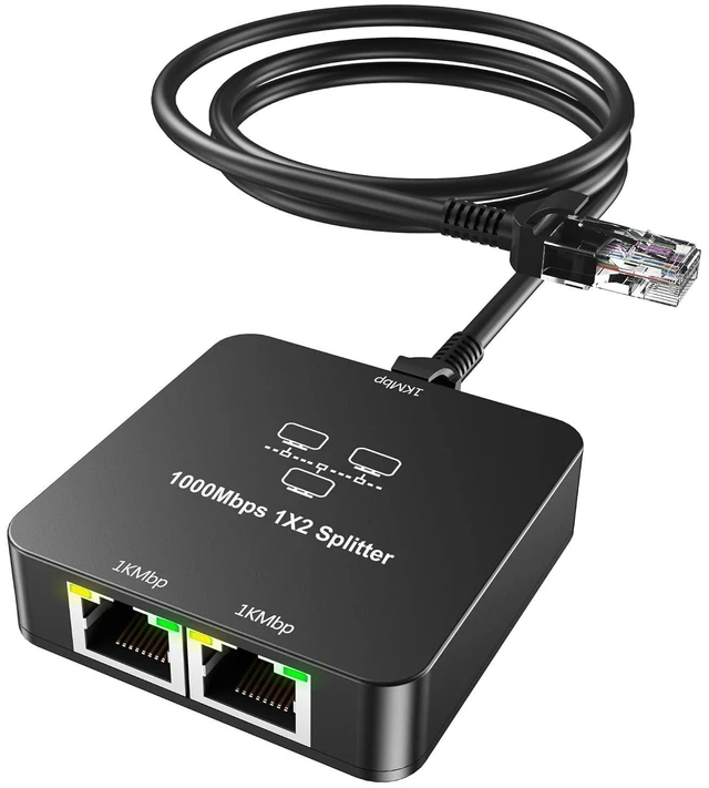 Alt view image 8 of 14 - Ethernet Splitter 1 to 2 Out with Cat 6 Ethernet Cable, 1000Mbps High Speed, RJ45 Splitter, Gigabit Internet Splitter Connector for Cat 5/5e/6/7/8 Cable