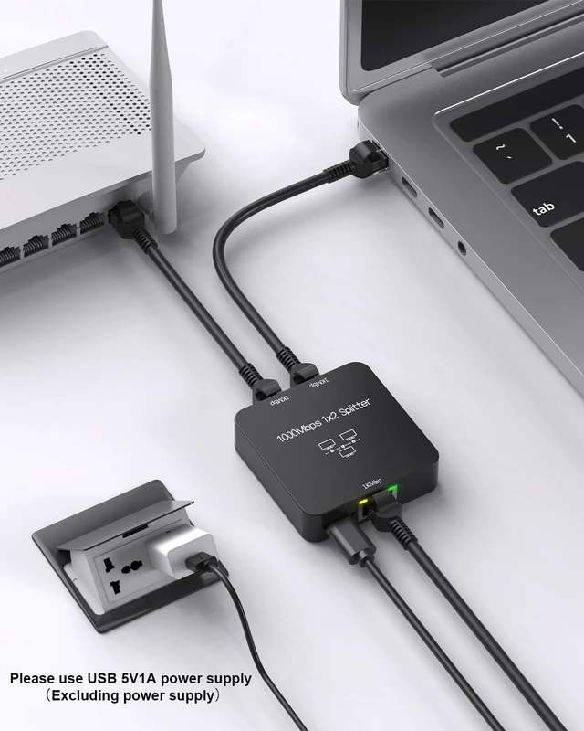 Alt view image 10 of 14 - Ethernet Splitter 1 to 2 Out with Cat 6 Ethernet Cable, 1000Mbps High Speed, RJ45 Splitter, Gigabit Internet Splitter Connector for Cat 5/5e/6/7/8 Cable