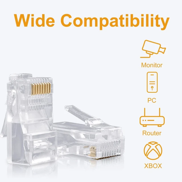 Alt view image 10 of 10 - SHD RJ45 Connectors RJ45 Crimp Ends 8P8C UTP Network Plug for CAT5 CAT5E CAT6 Stranded Cable Solid Crystal Head 100PCS